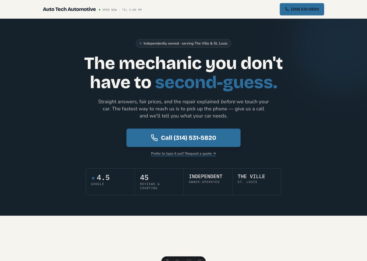 Auto Tech Automotive website built by Gateway Sites
